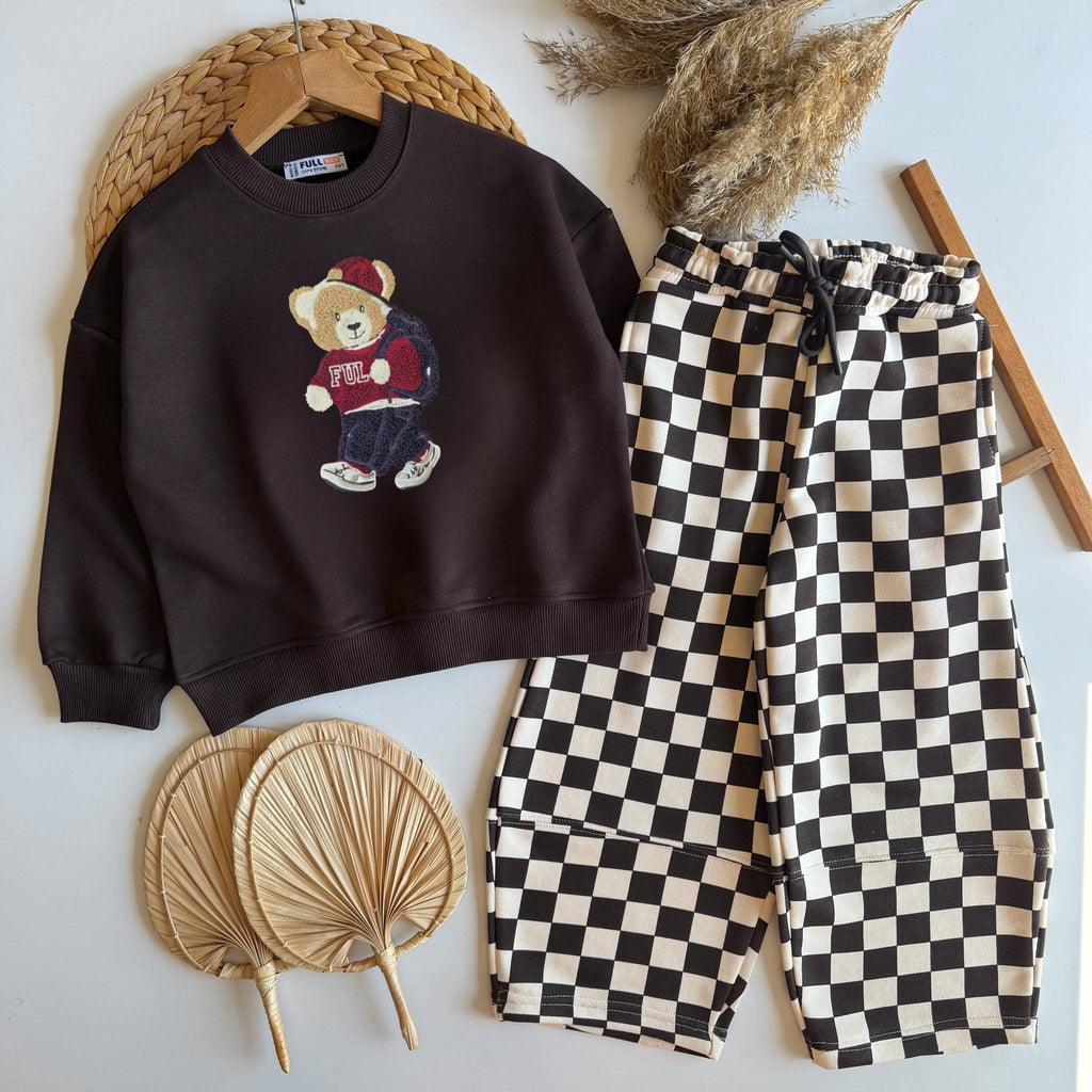 Varsity Teddy Checkered Set