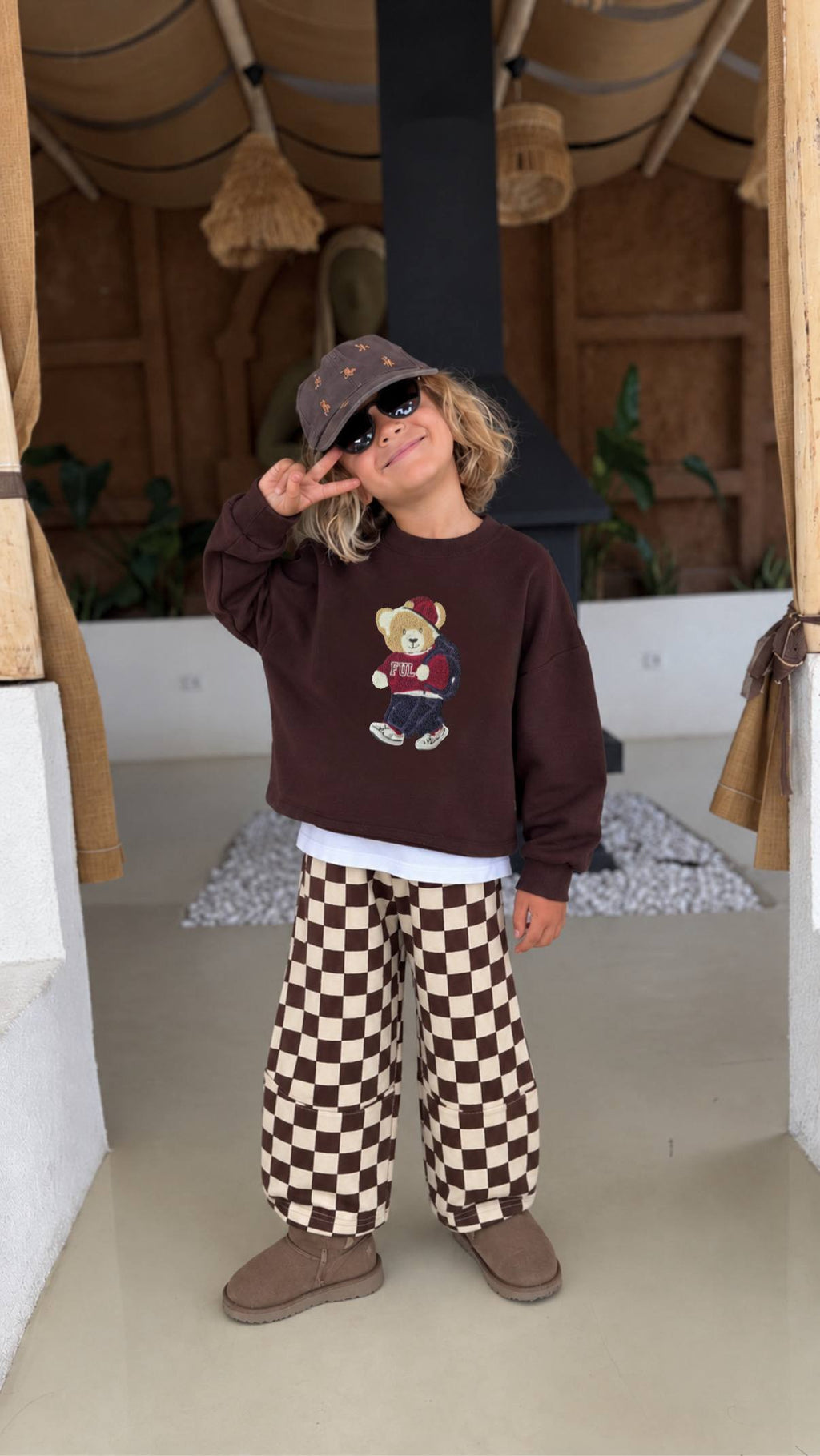 Varsity Teddy Checkered Set