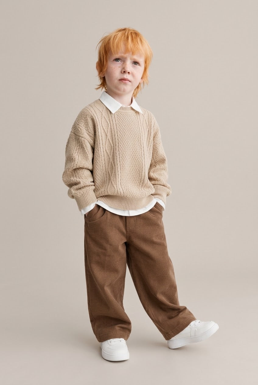 Knit Sweater, Shirt & Pants 3-Piece Set
