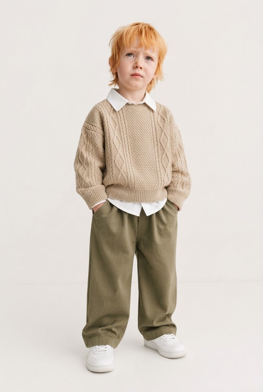 Knit Sweater, Shirt & Pants 3-Piece Set