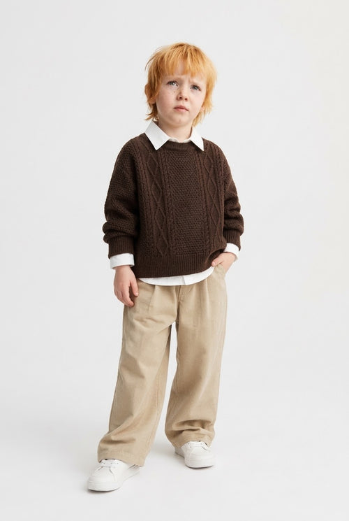 Knit Sweater, Shirt & Pants 3-Piece Set