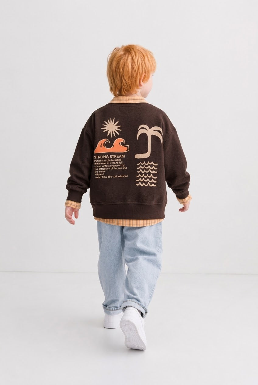 Sweatshirt, Shirt & Jeans 3-Piece Set