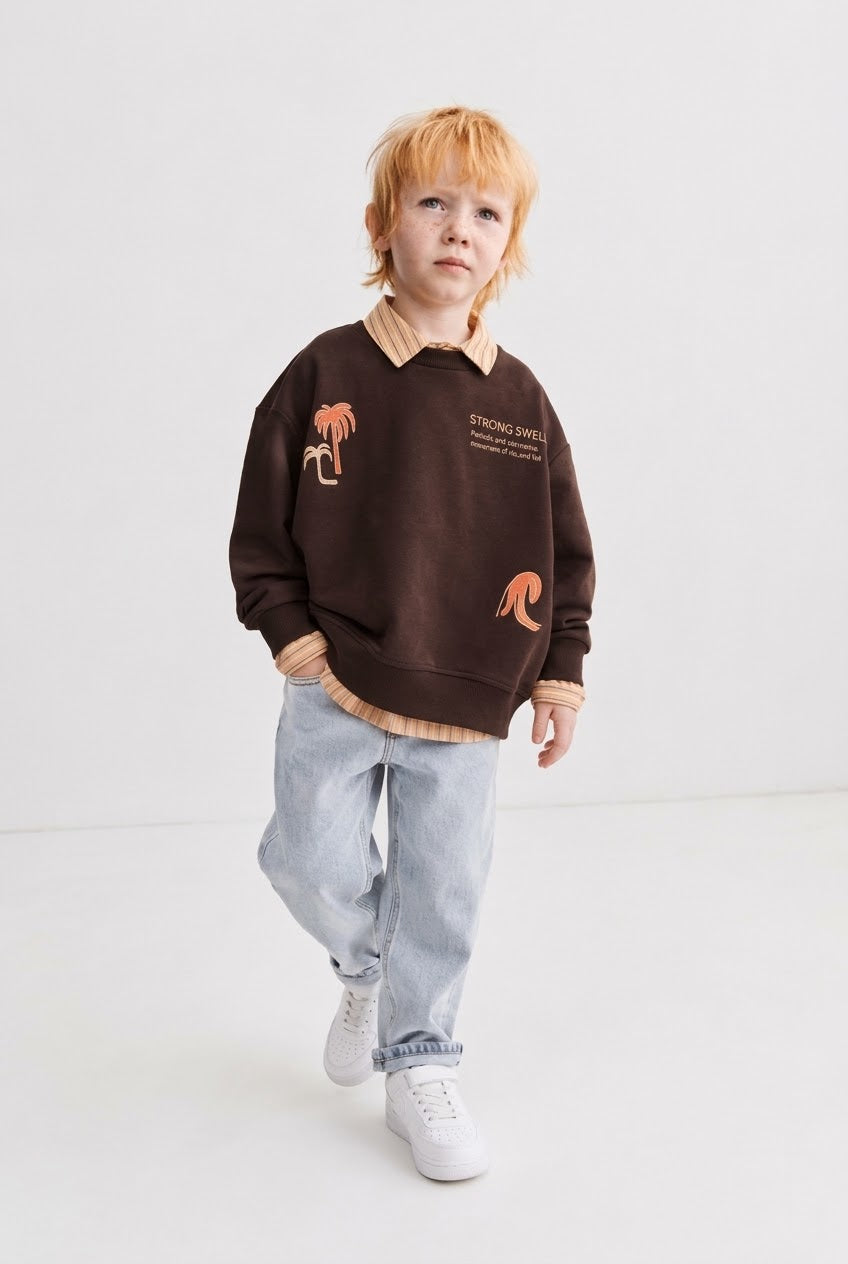 Sweatshirt, Shirt & Jeans 3-Piece Set