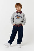 Sweatshirt, Plaid Shirt & Jeans 3-Piece Set